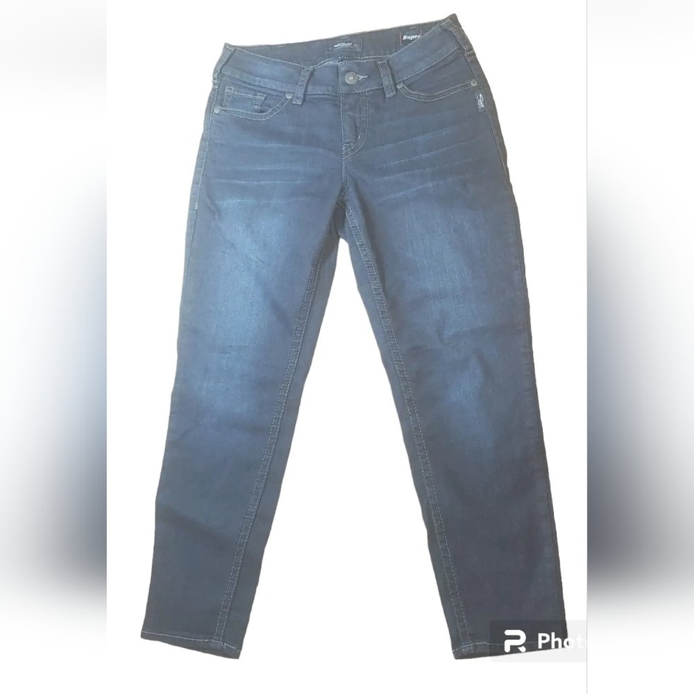 Silver Jeans Suki Jeans Super Skinny Mid Ankle Blue Denim Stretchy Fits 31 X 26